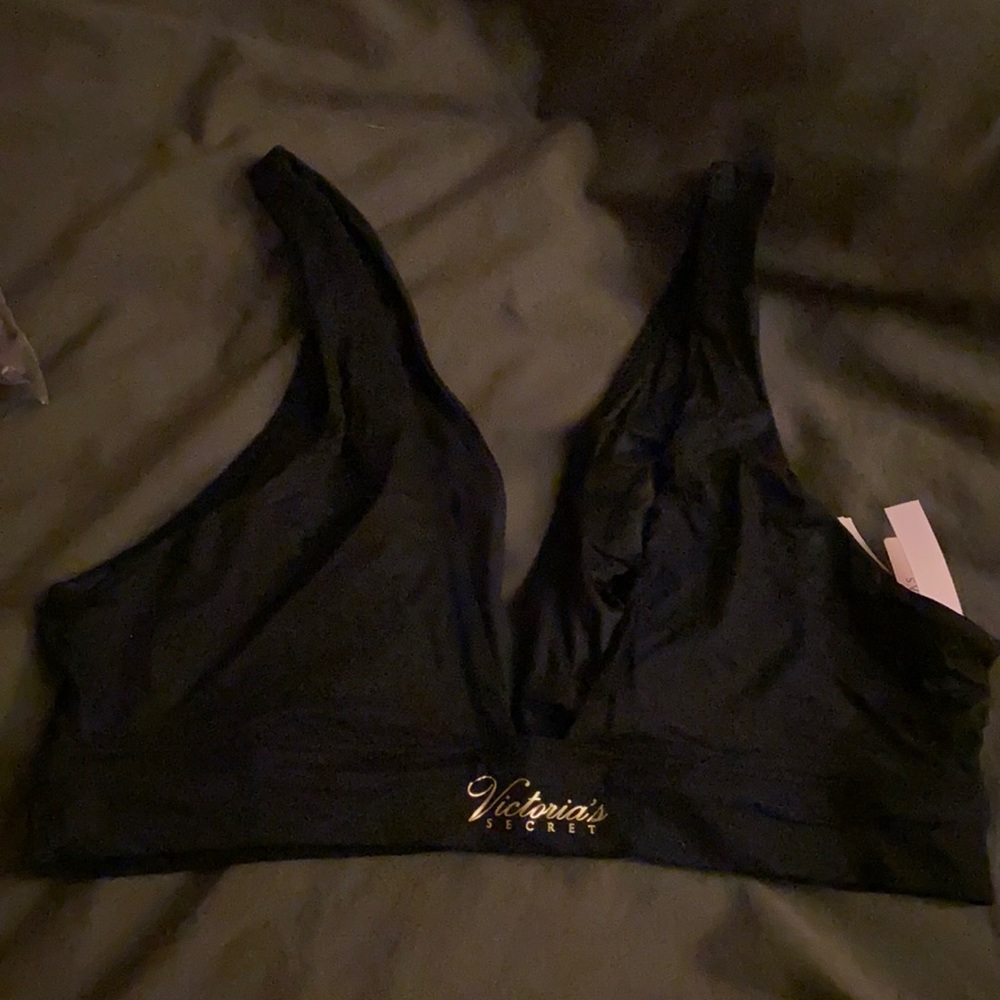 Black Unlined Soft Wireless Lounge Bra